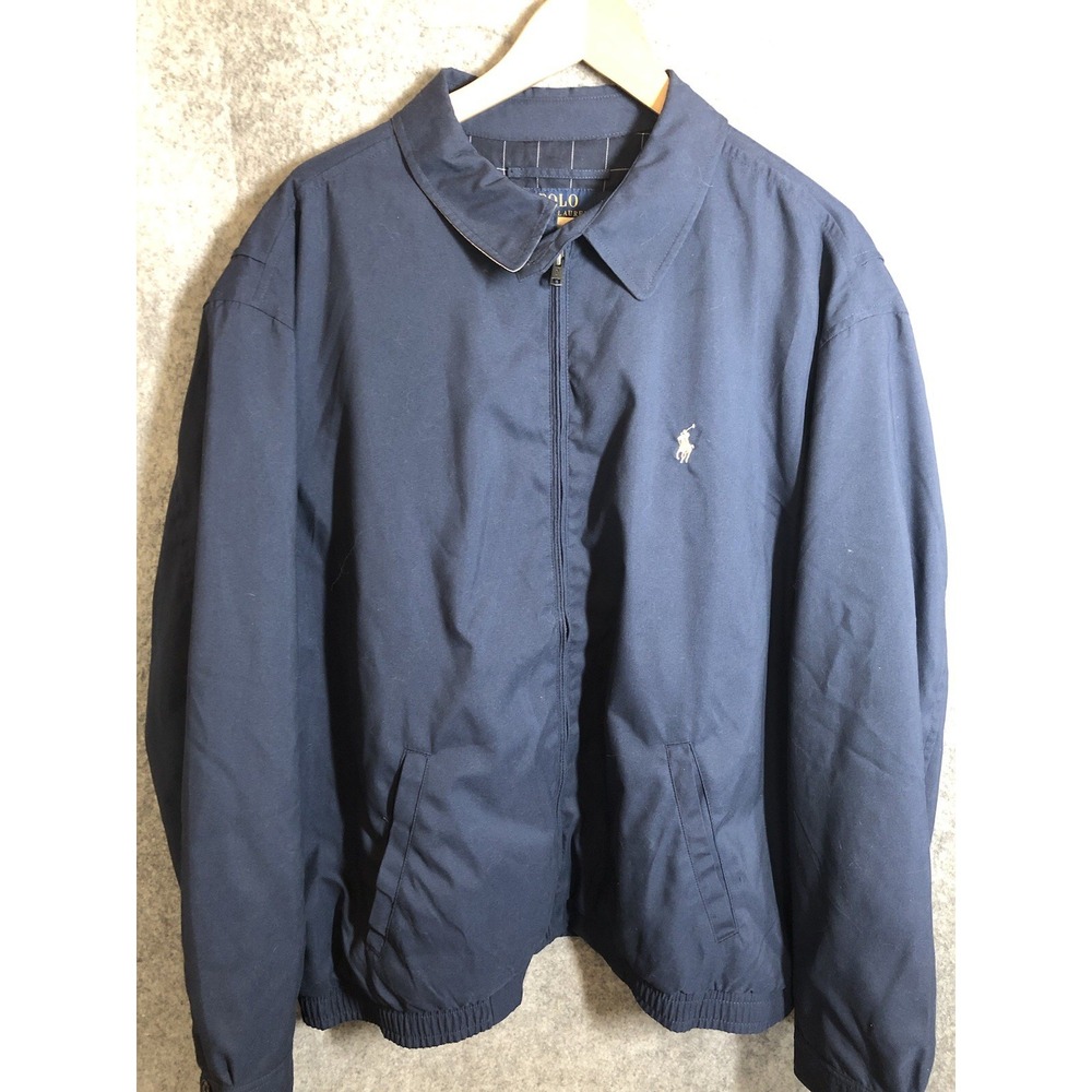 Polo Ralph Lauren Coat Mens 2XL Navy Blue Cotton Lined Bomber Golf Logo Classic